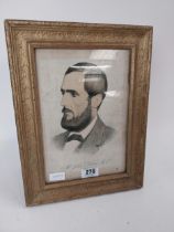 Framed coloured print of John Dillon MP. {41 cm H x 31 cm W}.