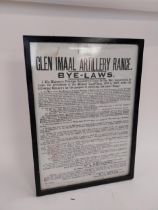 Glen Imaal Artillery Range Bye Laws 1892 - 1905 by order of W S Churchill framed print {63 cm H x 49