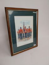 Framed coloured print of Connaught Rangers. {37 cm H x 48 cm W}.