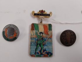IRA Steward Lapel Badge, Padraig Pearse Lapel Badge and EIRE badge.