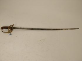 1845 British Infantry Officer’s Sword in untouched condition, regulation gilt hilt with VR and crown