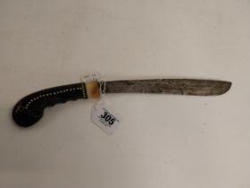Toraja Indonesian bone and ebony handled knife. {46 cm L}.