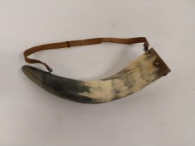 19th C. powder horn. {31 cm H x 7 cm Dia.}.