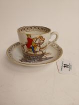 19th C. commemorative William of Orange Cup and Saucer. {7 cm H x 10 cm Dia}. Saucer {14 cm Dia.}.