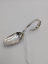 Irish silver Christening spoon with loop handle. Stamped OGHM - this is an early Medieval alphabet