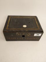 Ocean Harvest Limited Metal Cash Box. {10 cm H x 26 cm W x 20 cm D}.