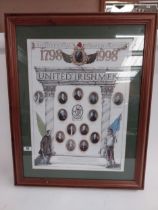 Framed coloured print of United Irishmen 1798-1998. {95 cm H x 77 cm W}.
