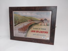 Framed WWI Recruitment Poster Farmers of Ireland Join Up and Defend Your Possessions. {64 cm H x