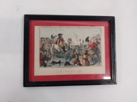 Framed coloured print of the Battle of the Boyne. {19 cm H x 24 cm W}.