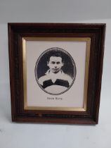 Framed black and white print of Kevin Barry {60 cm H x 55 cm W}.