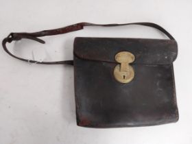 Lieut Colonel Knox Brittas Castle military leather attache case. {27 cm H x 31 cm W x 5 cm D].