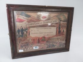 Framed coloured print of Wolfe Tone and the 98 Memorial Association Certificate John Murphy {46 cm H