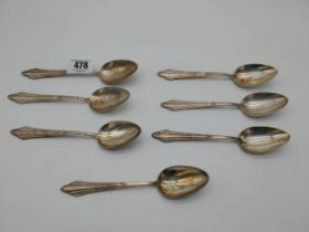 Set of seven German silver plated dessert spoons WMF Wurttembergische Metallwarenfabrik