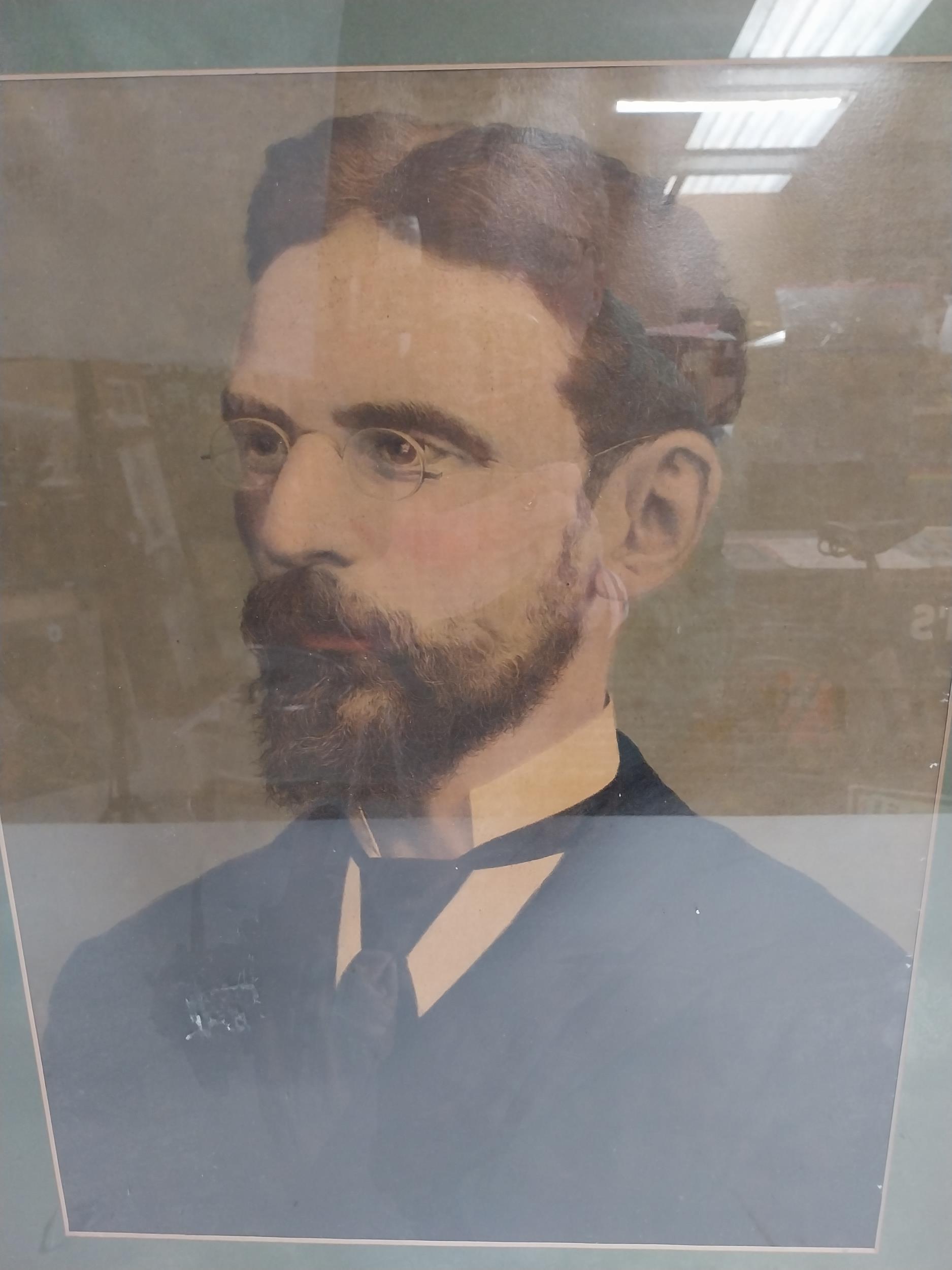 Framed coloured print of Micheal Davitt. {65 cm H x 55 cm W}. - Image 2 of 2