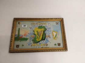 Framed An Tostal Ireland on reverse painted glass sign. {34 cm H x 50 cm W}.
