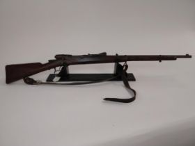 19th C. bolt action single shot rifle. {118 cm L}.