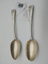 Two English silver table spoons. Hallmarked in London 1859. Maker William Eley X 1 & D.F X 1.