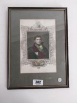 Framed coloured print of Daniel O'Connell Esq. {37 cm H x 28 cm W}.