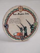 Irish Republican Army with P H Pearse Verse bodhran signed by Castlerea prisoners Ken Fitzgerald,