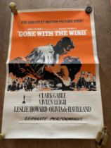 Gone with the Wind Film Poster. (American Epic Historical Movie starring Clarke Gable, Vivian