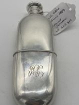 Irish silver hip flask, with removable spirit cup, the interior with original gilding, the