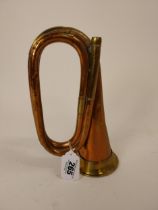 Copper and brass bugle, no mouth piece. Stamped Inter Service.