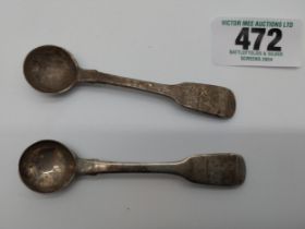 Pair of English silver mustard spoons. Hallmarked London 1809 Maker Jonathon Hayne Wt: 26grms.