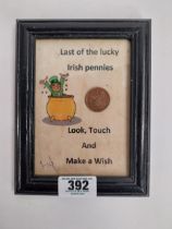 Framed last of the Lucky Irish Pennies {21 cm H x 16 cm W}.