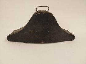 19th C. Metal tricorn Hat box. {49 cm H x 31 cm W x 14 cm D}.