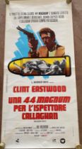 Magnum Force Film Poster in Italian starring Clint Eastwood. {34 cm H x 70 cm W}.