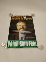 Building an Ireland of Equals Sinn Fein election poster signed by Gerry Adams {59 cm H x 42 cm W}.