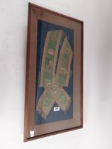 Rare framed Fenian Sash {87 cm H x 46 cm W}.