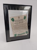 Framed souvenir print of Irish Proclamation Kennedy and Sons Dublin.