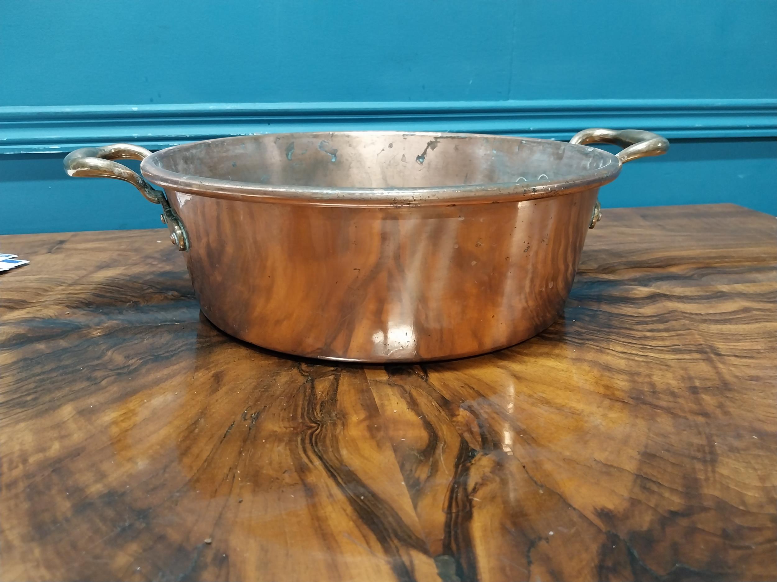 19th C. copper and brass preserving pan. {11 cm H x 43 cm W x 33 cm D}.