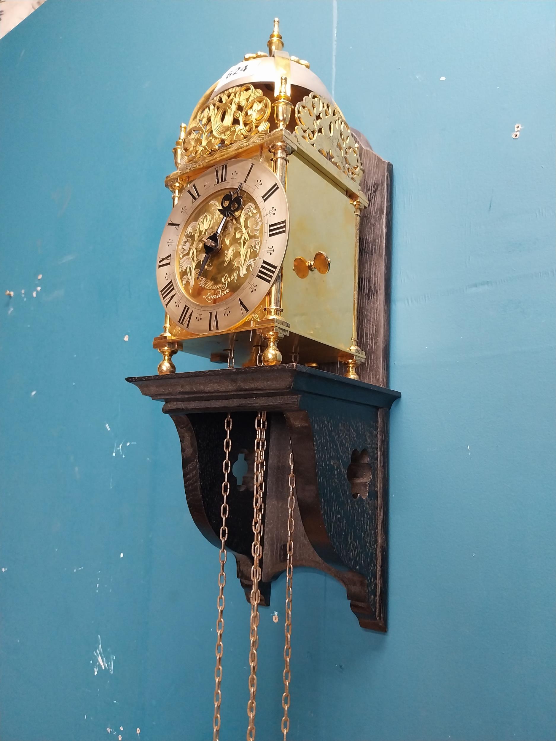 1970's gold plated lantern clock William Gray London. { 60cm H X 18cm Sq. }. - Image 12 of 14