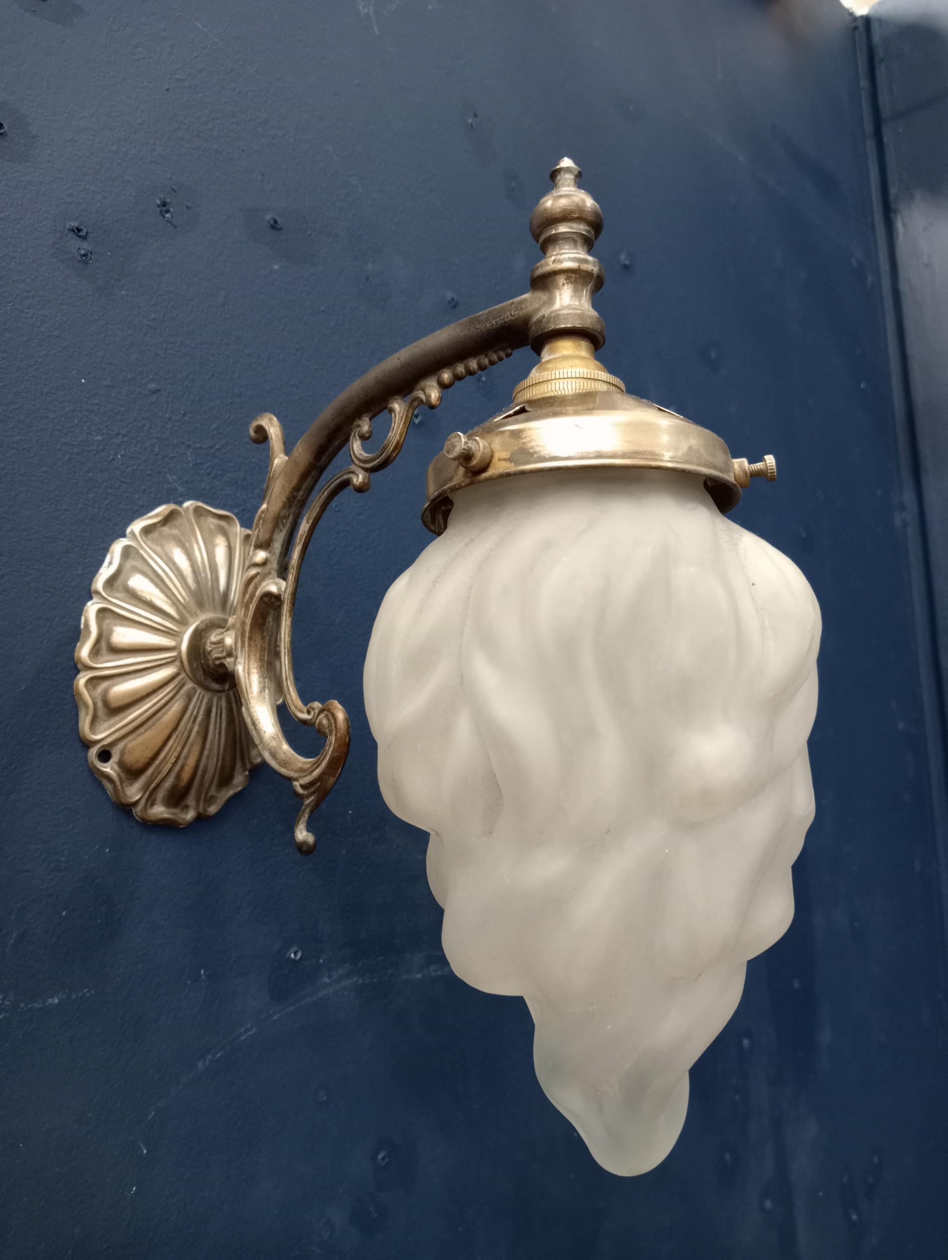 Brass wall light flame glass shade {H 30cm x W 13cm x D 26cm }. - Image 2 of 3