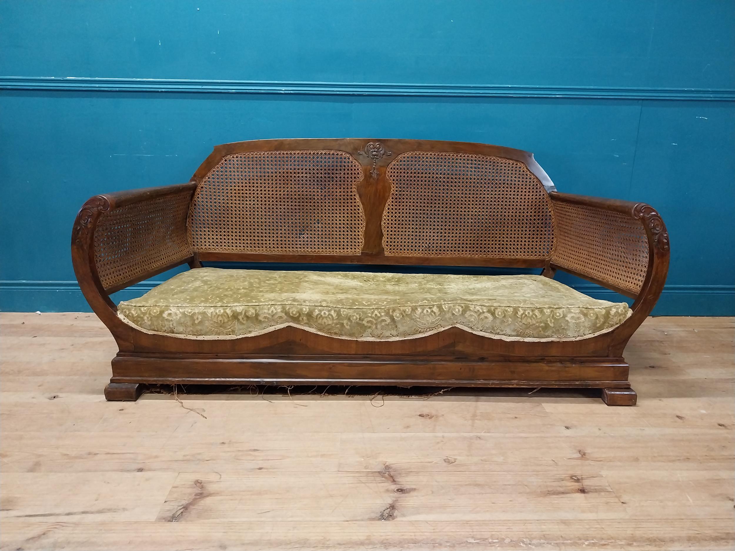 Art Deco walnut and bergere cloud three piece suite {Sofa 76 cm H x 175 cm W x 80 cm D and two - Image 2 of 12