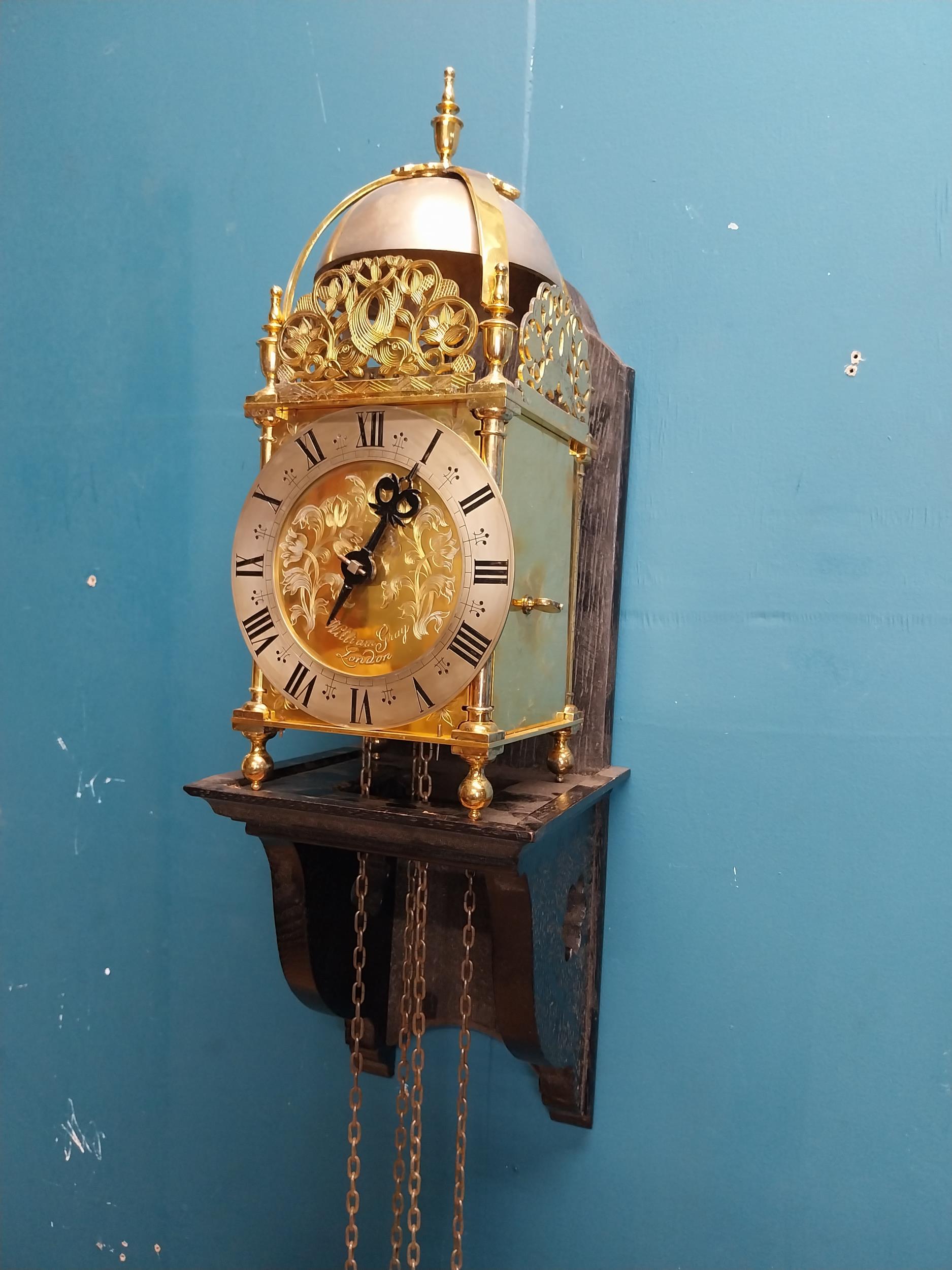 1970's gold plated lantern clock William Gray London. { 60cm H X 18cm Sq. }. - Image 2 of 14