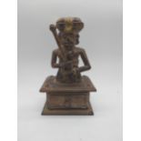 Carved hardwood Turkish figure with drawer. {27 cm H x 16 cm W x 10 cm D}.