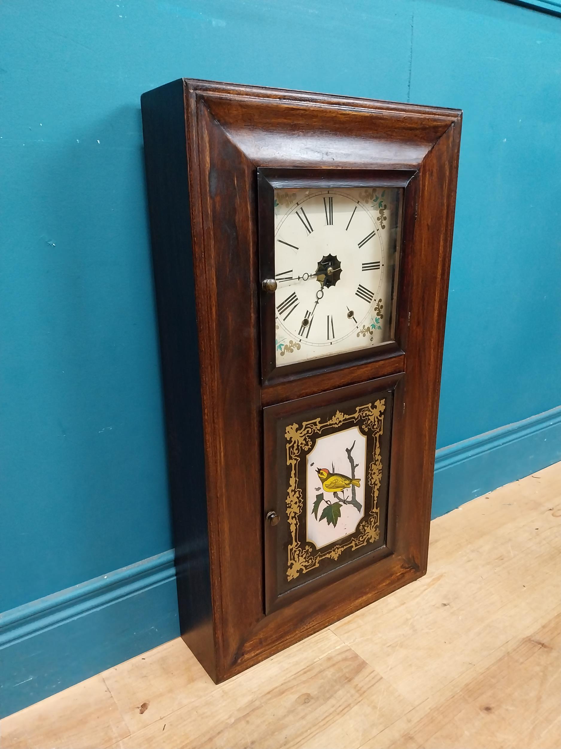Early 20th C. mahogany wall clock {77 cm H x 43 cm W x 13 cm D}. - Image 3 of 7