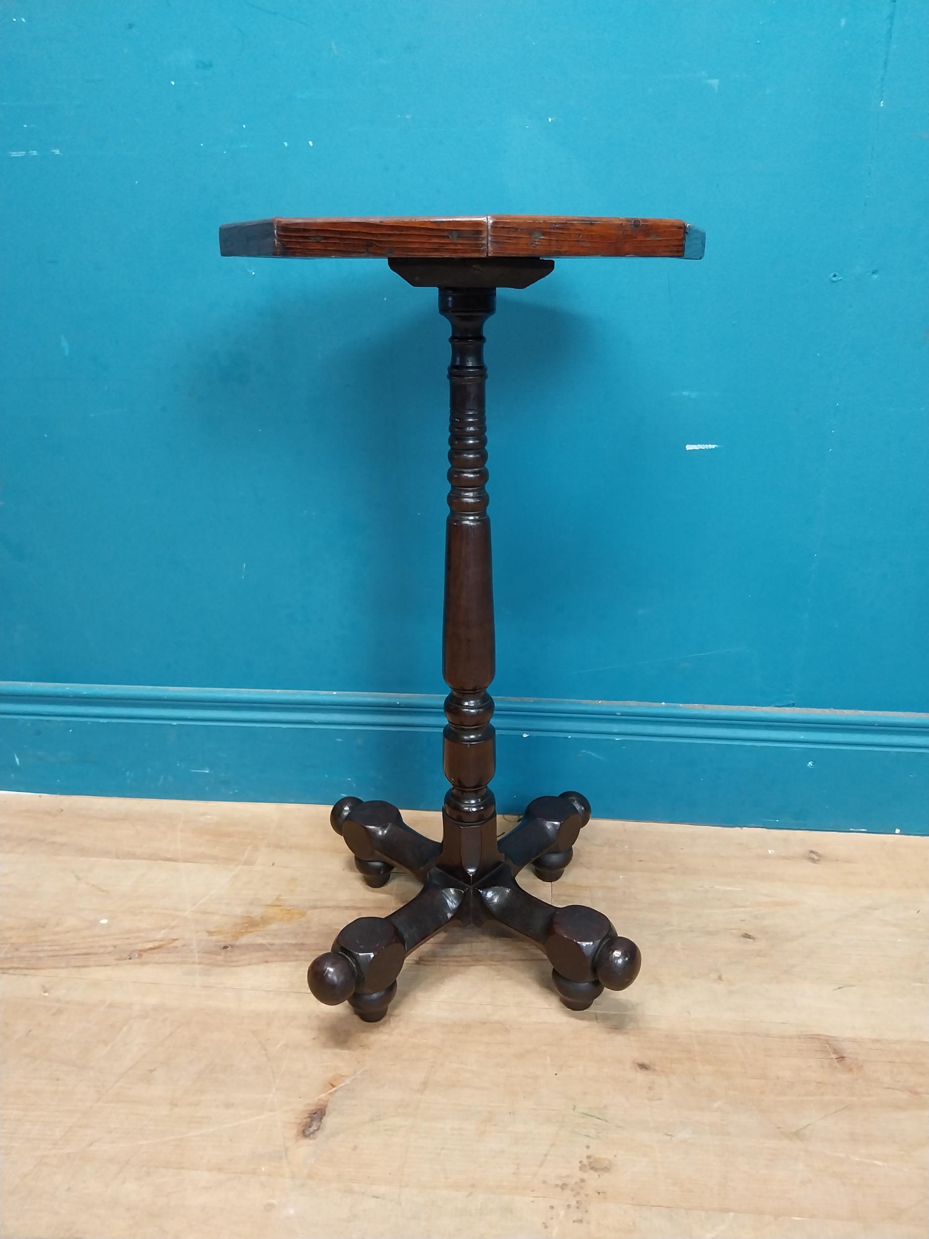 Rare 19th C. fruitwood wine table with octagonal top on turned column in the Aesthetic movement - Image 8 of 8