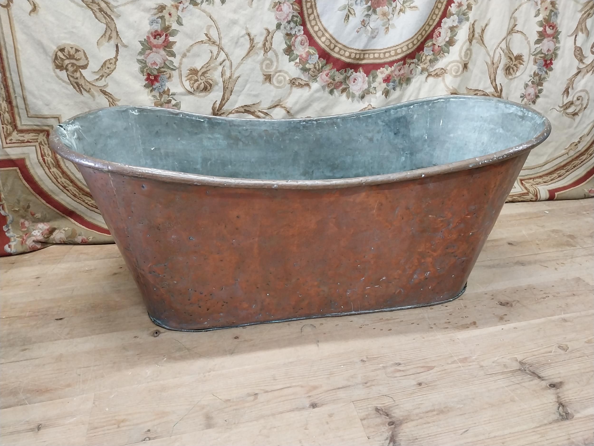 19th C. French copper bath. {62 cm H x 150 cm W x 60 cm D}. - Image 8 of 8