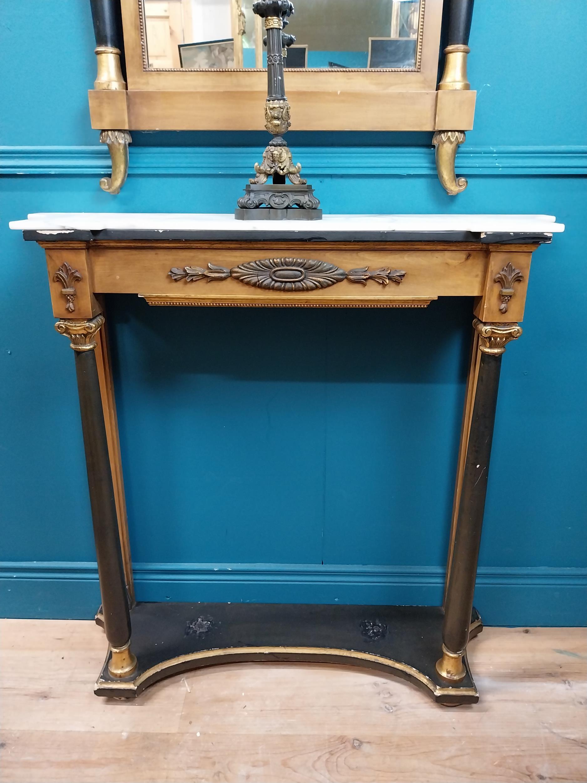 Good quality gilt and marble console table and mirror in the Empire style. Table {91 cm H x 91 cm - Image 5 of 11