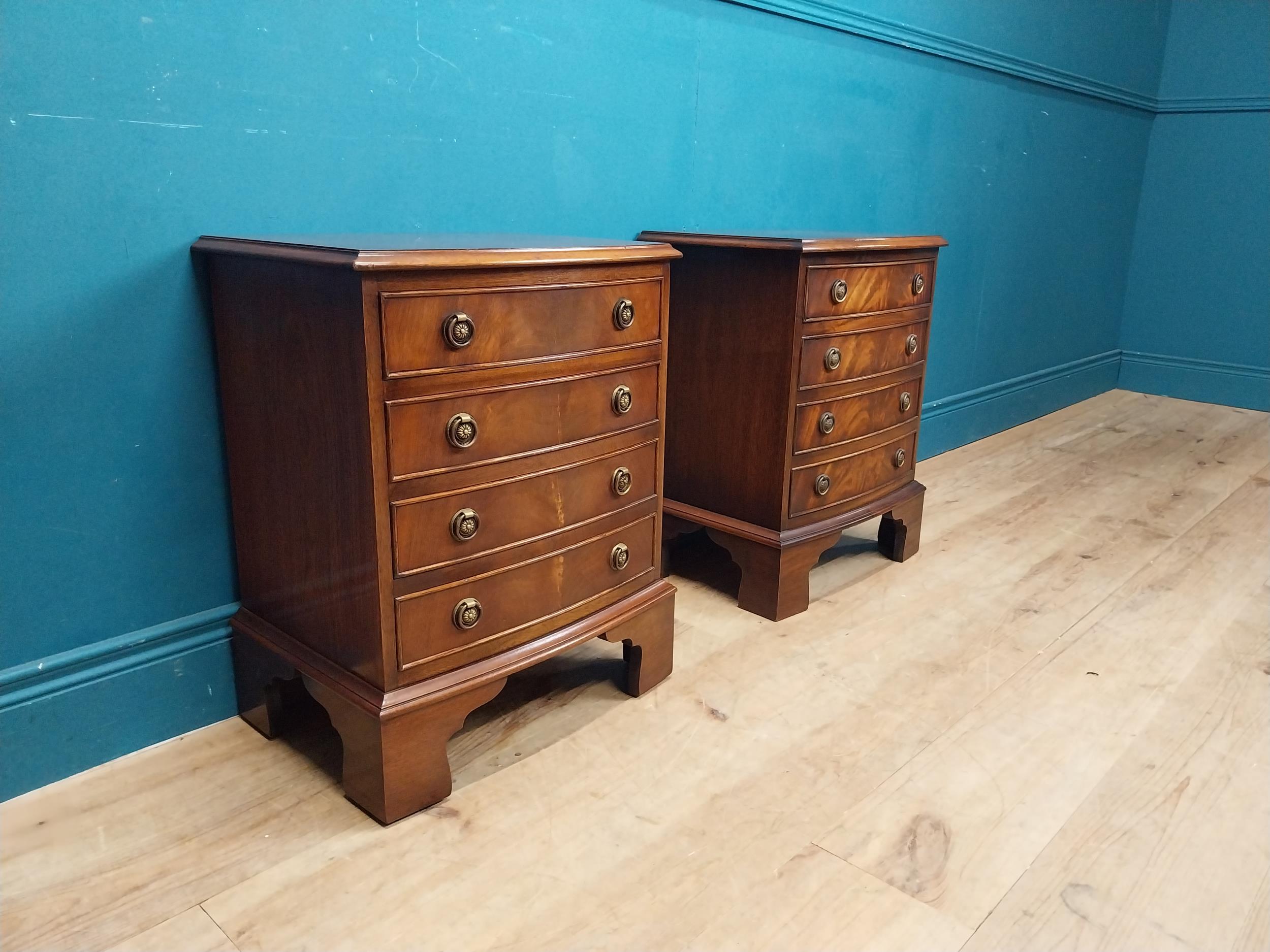 Pair of good quality mahogany beside chest of drawers on bracket feet.{60 cm H x 46 cm W x 35 cm - Image 4 of 6