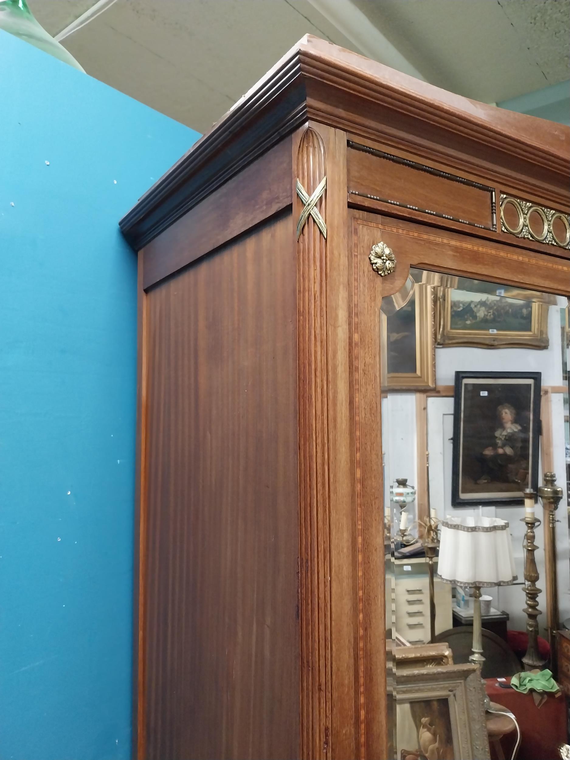 Good quality Edwardian Kingwood wardrobe with two mirrored doors over two drawers and ormolu mounted - Image 6 of 10