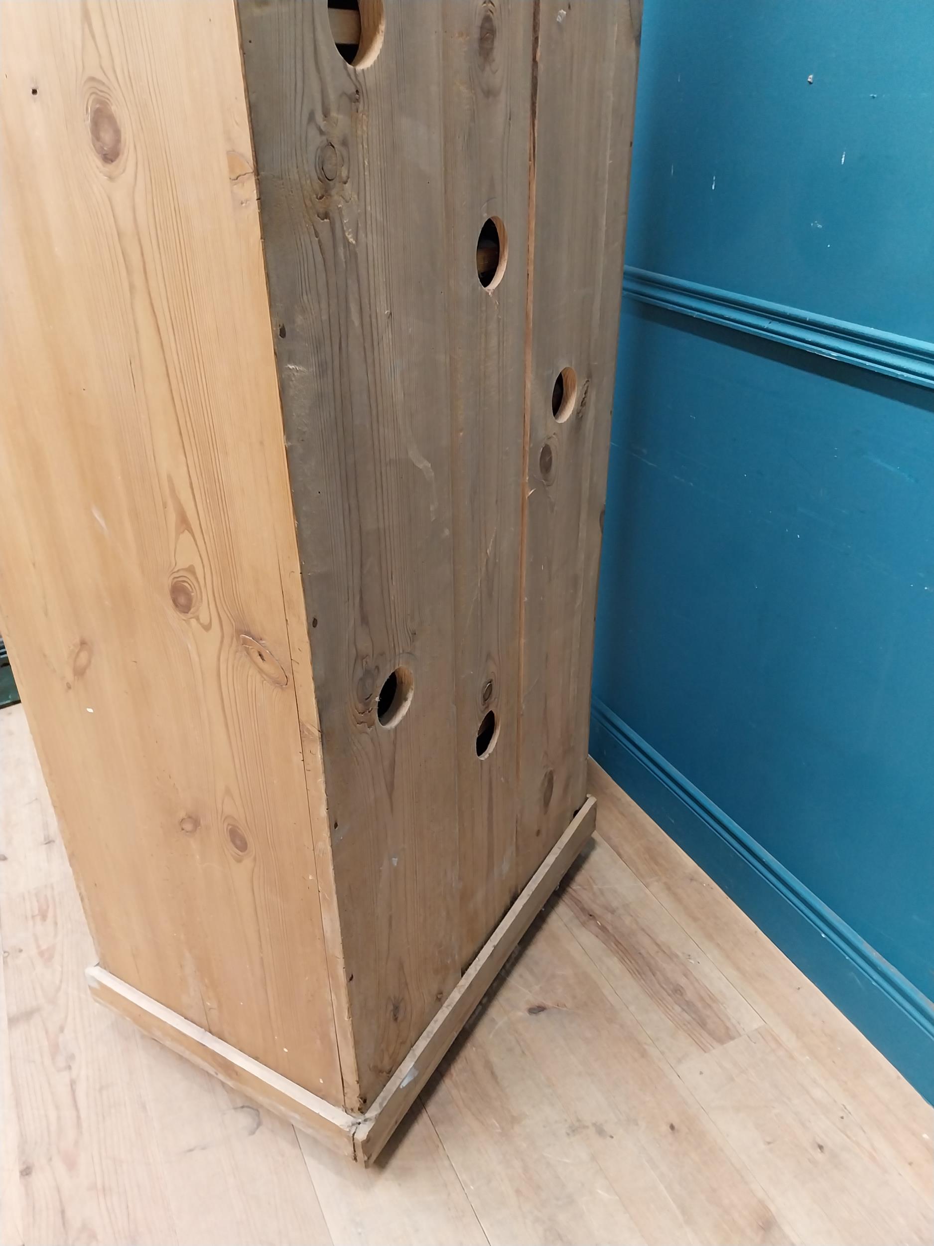 Stripped pine single door kitchen cupboard with six graduated inner shelves. {188 cm H x 88 cm W x - Image 6 of 7