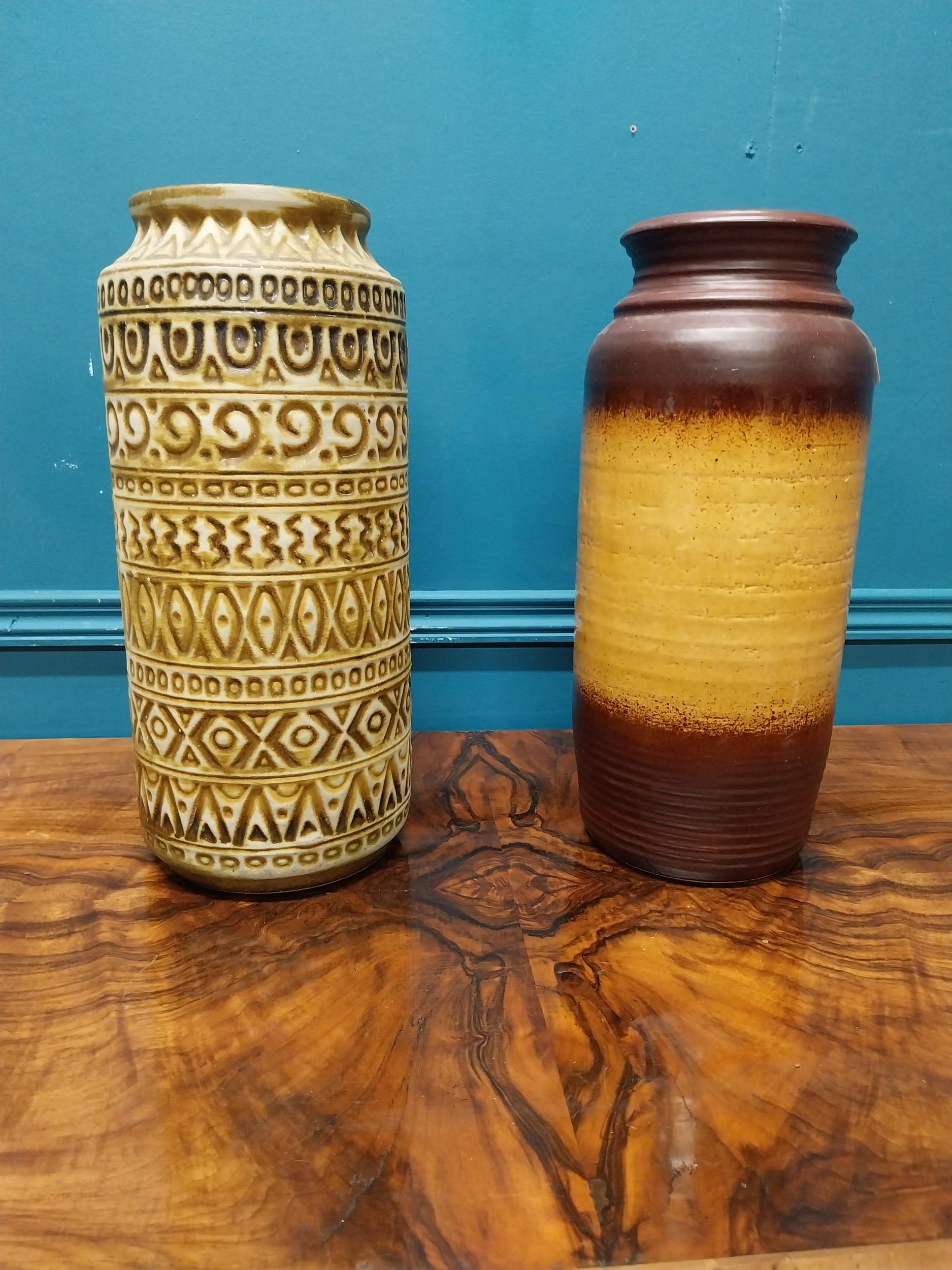 Two 1950's West German pottery vases. {40 cm H x 16 cm Dia.} and {41 cm H x 18 cm Dia.}. - Image 5 of 5