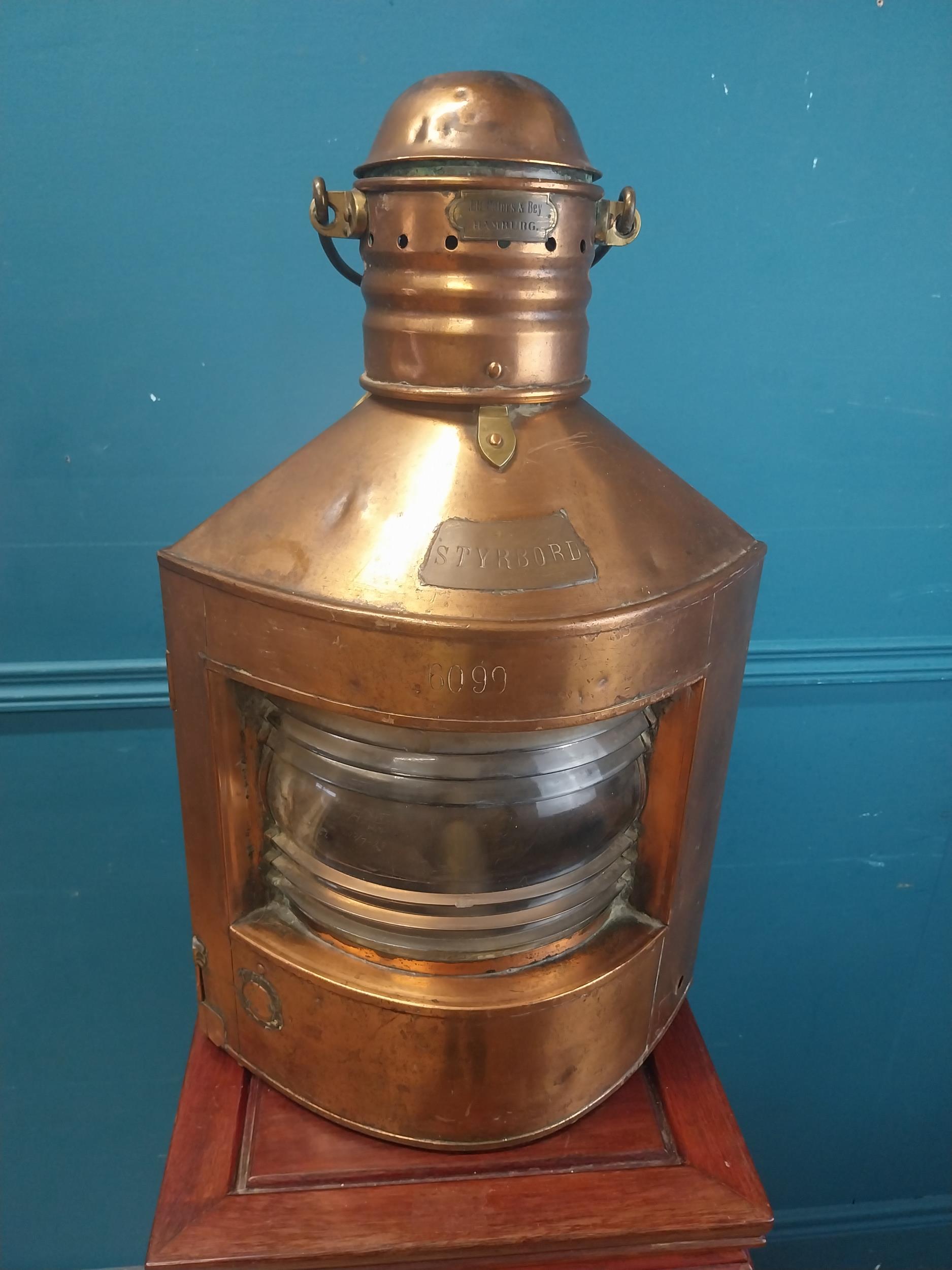 19th C. copper ships lantern {60 cm H x 33 cm W x 30 cm D}. - Image 2 of 6