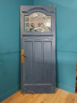 Art Nouveau painted wooden front door with stained glass panel {204 cm H x 81 cm W}.