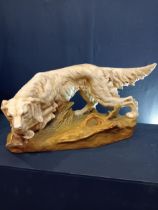 Royal dux figure of Setter hunting dog {H 25cm x W 53cm x D 22cm}.